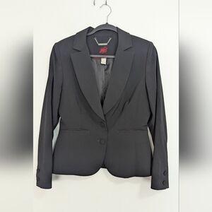 White House Black Market Black Two Button Fitted Blazer Size 10